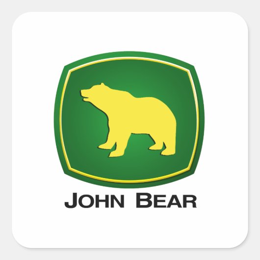 John Bear Vierkante Sticker (Voorkant)