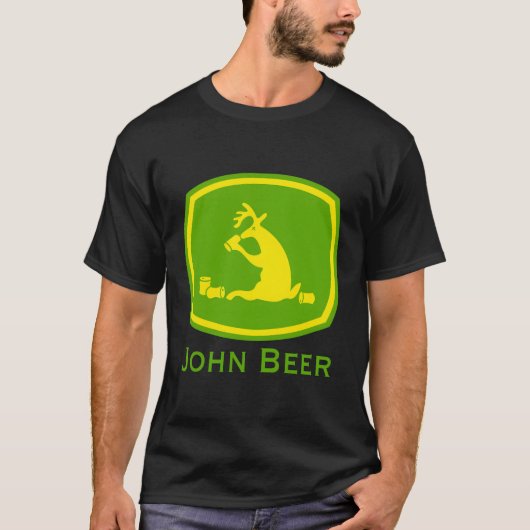 John Beer Shirt voor boer met groene tractor (Voorkant)