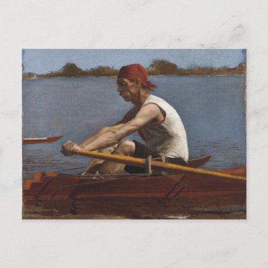 John Biglin in een Single Scull Briefkaart (Voorkant)