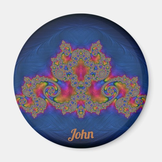 JOHN ~ Blauw, Roze en Geel ~ Prachtig ontwerp Magneet (Voorkant)