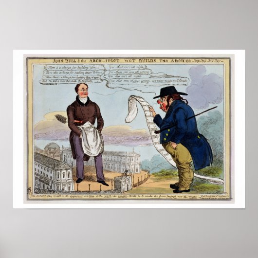 John Bull en de Architect Wot bouwen de Arches Poster (Voorkant)