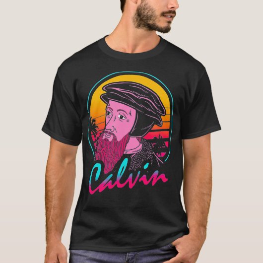 John Calvin 80s Retro T-shirt (Voorkant)