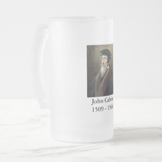 John Calvin Beer Stein - Reformatie Matglas Bierpul (Voorkant links)