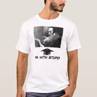 john-calvin-met-boek, breedsprakig, IK BEN MET STU T-shirt