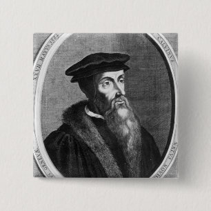 John Calvin Vierkante Button 5,1 Cm