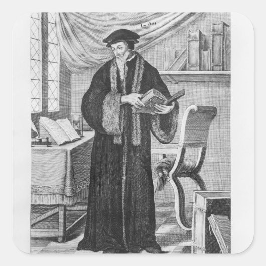 John Calvin Vierkante Sticker (Voorkant)