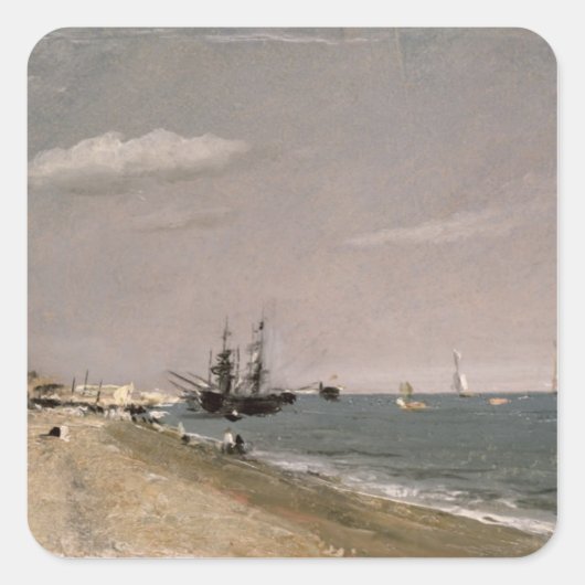 John Constable | Brighton Beach with colliers, 182 Vierkante Sticker (Voorkant)