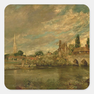 John Constable   De brug van Harnham en Salisbu Vierkante Sticker