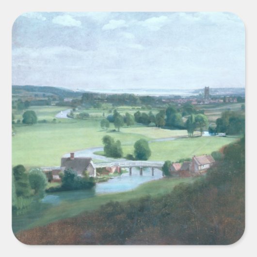 John Constable | De vallei van de Stour met Dedh Vierkante Sticker (Voorkant)