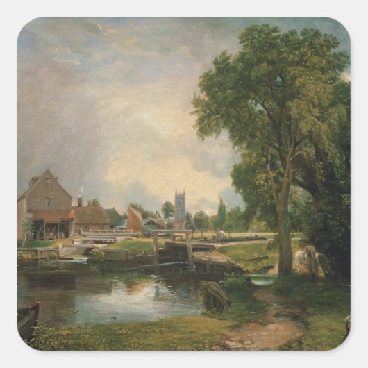 John Constable | Dedham Lock and Mill, 1820 Vierkante Sticker (Voorkant)