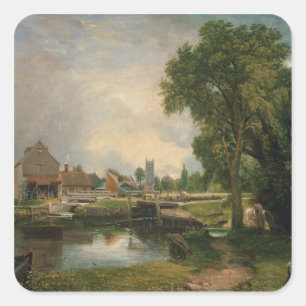 John Constable   Dedham Lock and Mill, 1820 Vierkante Sticker
