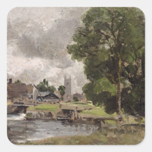 John Constable   Dedham Lock en Mill Vierkante Sticker