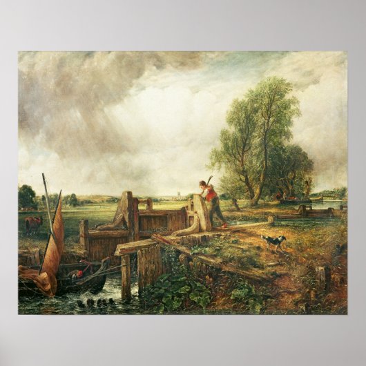 John Constable | Een boot die een slot passeert Poster (Voorkant)