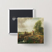 John Constable | Een boot die een slot passeert Vierkante Button 5,1 Cm (Voorkant /achterkant)