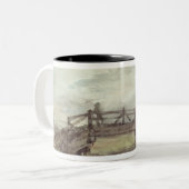 John Constable | Een brug over de Stour Tweekleurige Koffiemok (Voorkant links)