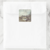 John Constable | Een brug over de Stour Vierkante Sticker (Tas)