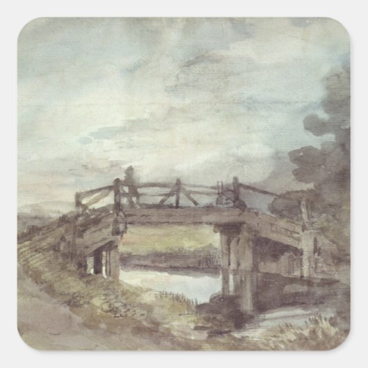 John Constable | Een brug over de Stour Vierkante Sticker (Voorkant)