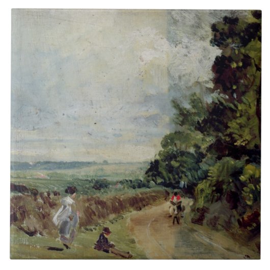 John Constable | Een landweg met bomen en vijgen Tegeltje (Voorkant)