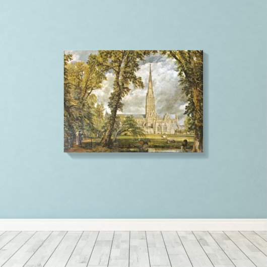 John Constable - Kathedraal gezien vanuit de tuin Canvas Afdruk (Insitu (Houten vloer))