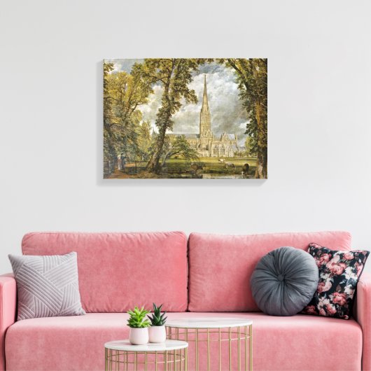 John Constable - Kathedraal gezien vanuit de tuin Canvas Afdruk (Insitu (Woonkamer))