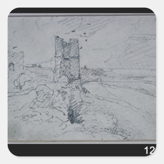 John Constable | Korten op een hoge bank, 1834 Vierkante Sticker (Voorkant)