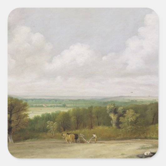 John Constable | Landschap: stromende scène in Suf Vierkante Sticker (Voorkant)