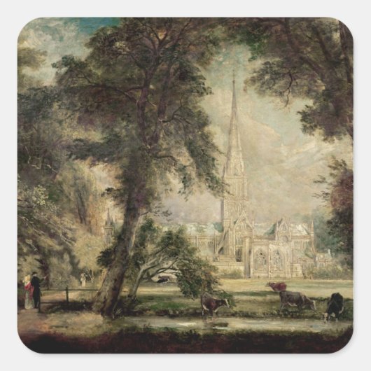 John Constable | Salisbury Cathedraal van de Berg Vierkante Sticker (Voorkant)
