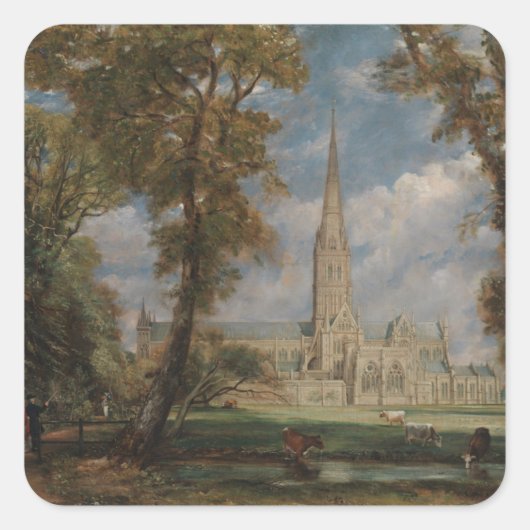 John Constable | Salisbury Cathedraal van de Berg Vierkante Sticker (Voorkant)
