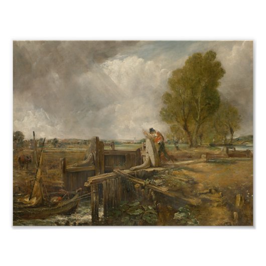 John Constable - Studie van een boot die een sluis Foto Afdruk (Voorkant)
