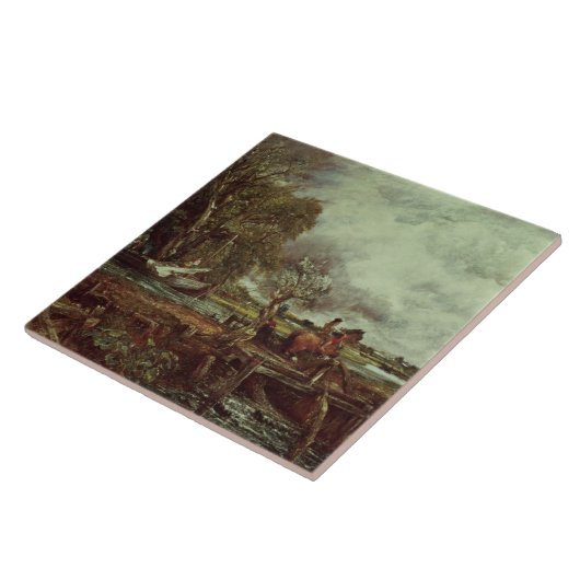 John Constable | The Leaping Horse, c.1825 (olie o Tegeltje (Zijkant)