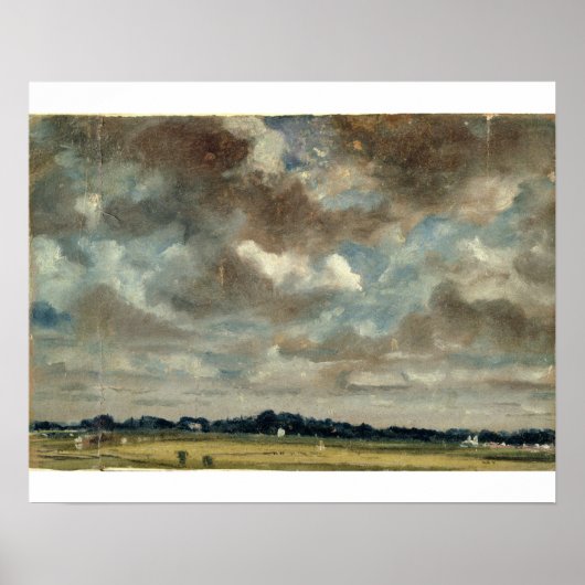 John Constable | Uitgebreid landschap met grijze C Poster (Voorkant)