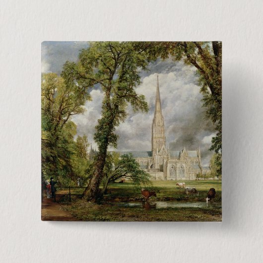 John Constable | Uitzicht van de kathedraal van Sa Vierkante Button 5,1 Cm (Voorkant)