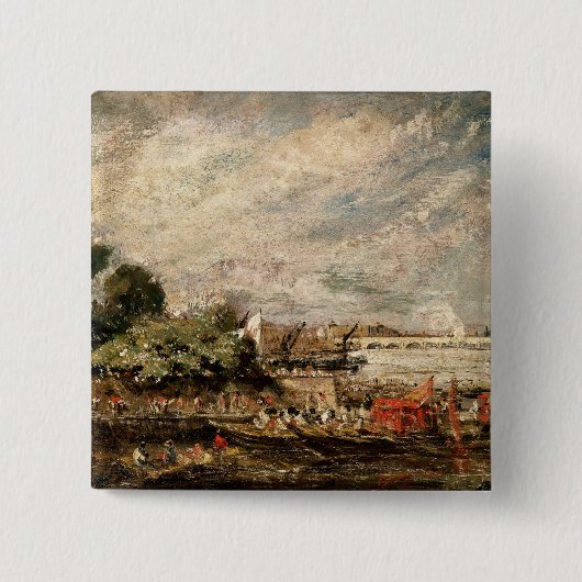 John Constable | Waterloorbrug van het boven White Vierkante Button 5,1 Cm (Voorkant)