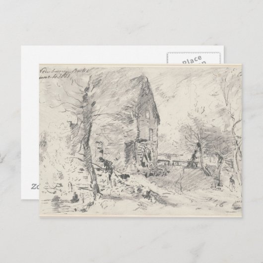 John Constable | Watermolen in Newbury (potlood) Briefkaart (Voorkant / Achterkant)