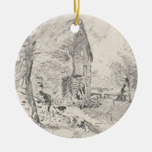 John Constable | Watermolen in Newbury (potlood) Keramisch Ornament (Voorkant)