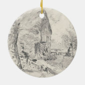 John Constable | Watermolen in Newbury (potlood) Keramisch Ornament (Achterkant)