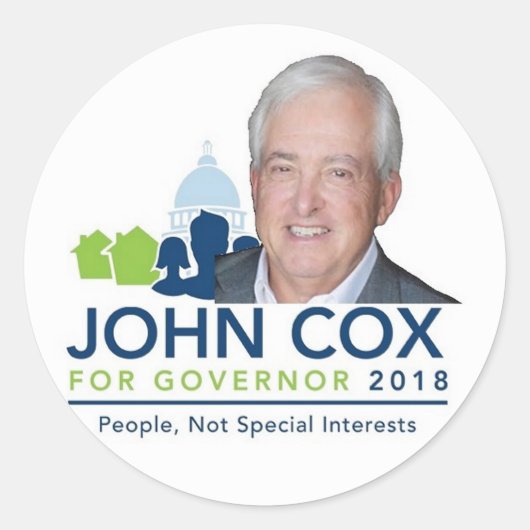 John COX Gouverneur 2018 Ronde Sticker (Voorkant)