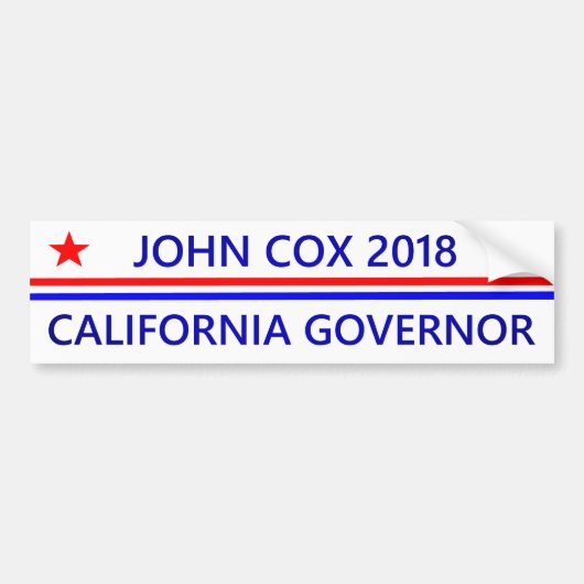 John Cox Gouverneur California 2018 Bumpersticker (Voorkant)