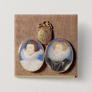 John Croker en zijn vrouw Frances Vierkante Button 5,1 Cm