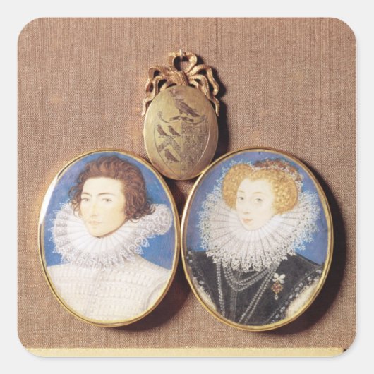 John Croker en zijn vrouw Frances Vierkante Sticker (Voorkant)