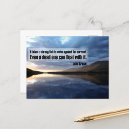 John Crowe Inspirerend Quote "Sterke vis" Briefkaart