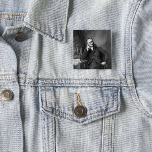 John Dalton Vierkante Button 5,1 Cm (In situ)