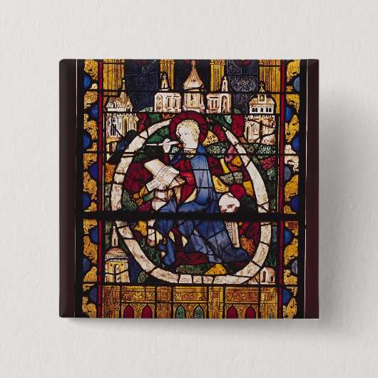 John de Evangelist die de Apocalypse schrijft Vierkante Button 5,1 Cm (Voorkant)