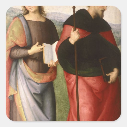 John, de Evangelist en St. Augustinus van Vierkante Sticker (Voorkant)