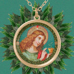 John de Evangelist (JMAS 06) Goud Vergulden Ketting<br><div class="desc">Afbeelding Credit (JMAS 06): Antiek afbeelding van St. John, de Evangelist van een eind negentiende-eeuwse ontwerptekst in chromolithografie met gelte accenten, oorspronkelijk gepubliceerd door Josef Müller, Art Publisher, München, Duitsland, uit het privé-collectie van de ontwerper van religieuze ephemera. Het afbeelding is één van twaalf in de Apostle-reeks van de uitgever...</div>