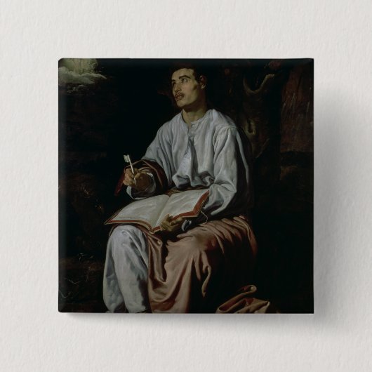John de Evangelist op het eiland Vierkante Button 5,1 Cm (Voorkant)