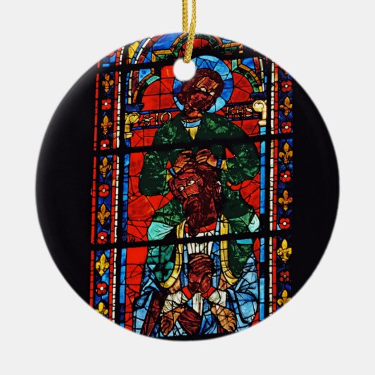 John de Evangelist rijdt op de schouders van Ez Keramisch Ornament (Voorkant)