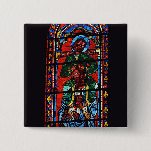 John de Evangelist rijdt op de schouders van Ez Vierkante Button 5,1 Cm