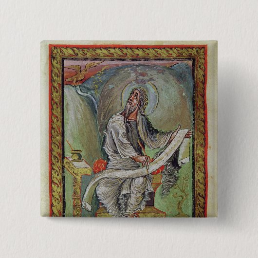John de Evangelist, van de Ebbo Gospels Vierkante Button 5,1 Cm (Voorkant)