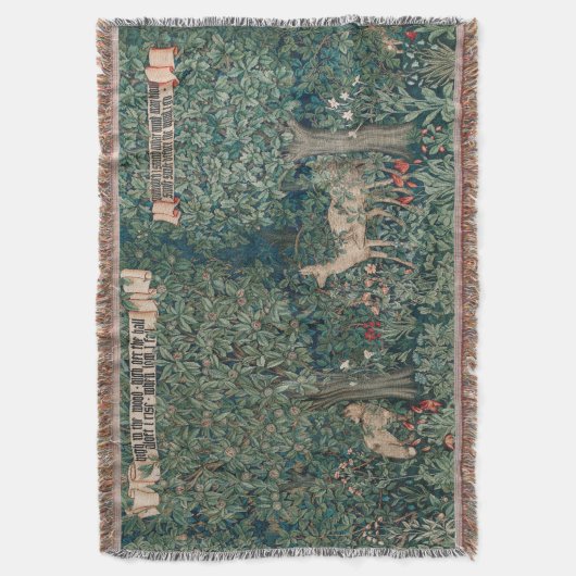 John Dearle "Greenery" Deer & Fox Deken (Voorkant Verticaal)